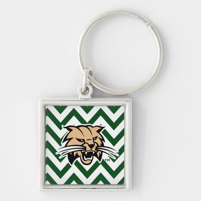 Ohio University Bobcat Logo Chevron Pattern Keychain (Front)