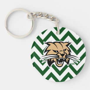 Ohio University Bobcat Logo Chevron Pattern Keychain