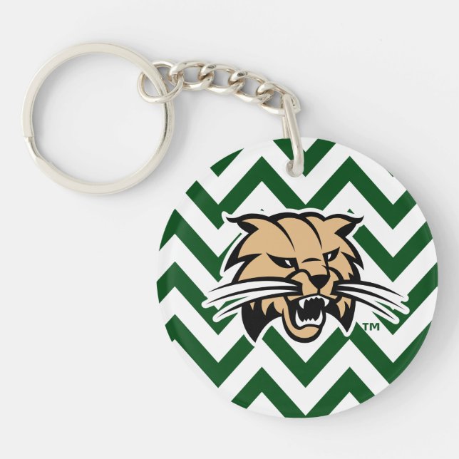 Ohio University Bobcat Logo Chevron Pattern Keychain (Front)