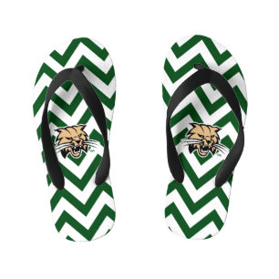 Ohio University Bobcat Logo Chevron Pattern Kid's Flip Flops