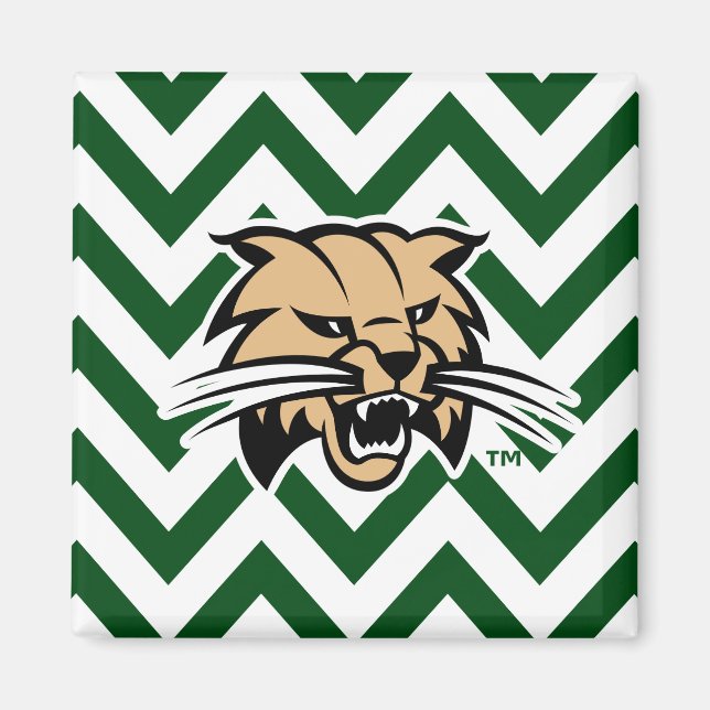 Ohio University Bobcat Logo Chevron Pattern Magnet (Front)