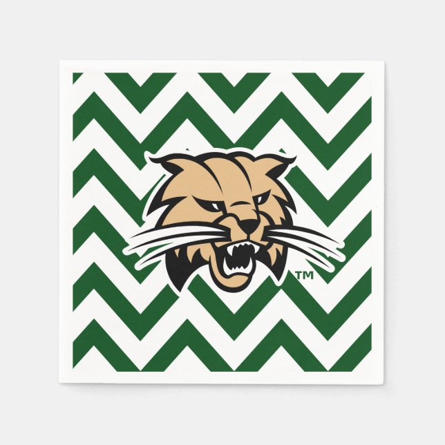 Ohio University Bobcat Logo Chevron Pattern Napkins (Front)