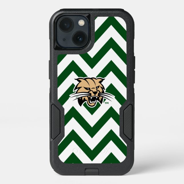 Ohio University Bobcat Logo Chevron Pattern Otterbox iPhone Case (Back)