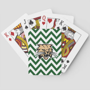 Ohio University Bobcat Logo Chevron Pattern Poker Cards