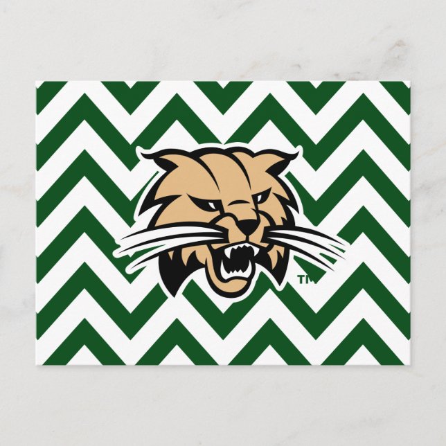 Ohio University Bobcat Logo Chevron Pattern Postcard (Front)