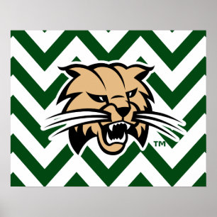 Ohio University Bobcat Logo Chevron Pattern Poster