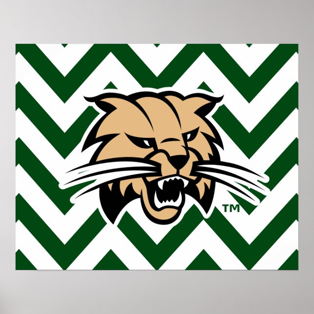Ohio University Bobcat Logo Chevron Pattern Poster (Front)