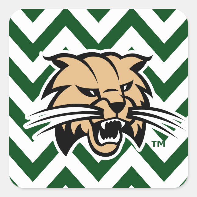Ohio University Bobcat Logo Chevron Pattern Square Sticker (Front)