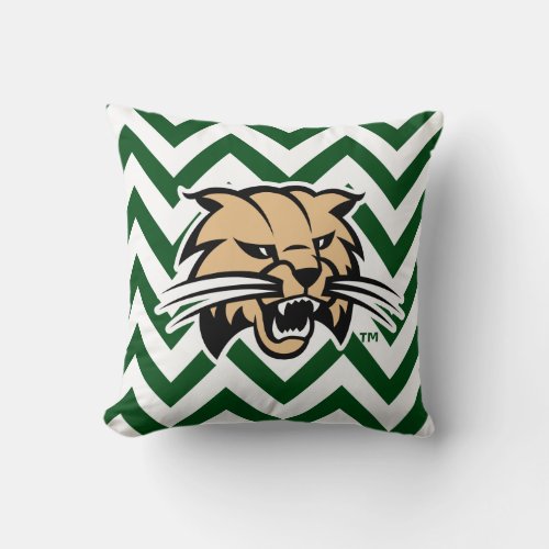 Ohio University Bobcat Logo Chevron Pattern Throw Pillow