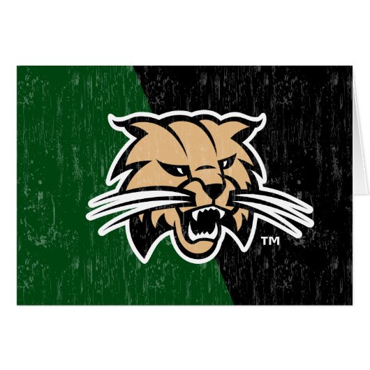 Ohio University Bobcat Logo Color Block Distressed (Front Horizontal)