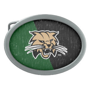 Ohio University Bobcat Logo Color Block Distressed Belt Buckle