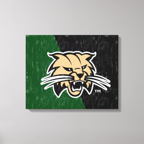 Ohio University Bobcat Logo Color Block Distressed Canvas Print