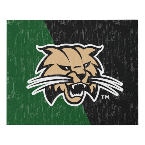 Ohio University Bobcat Logo Color Block Distressed Faux Canvas Print