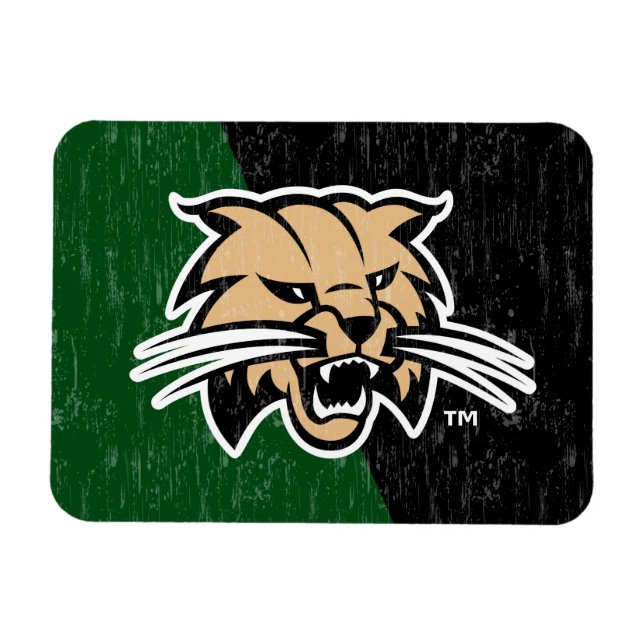 Ohio University Bobcat Logo Color Block Distressed Magnet (Horizontal)