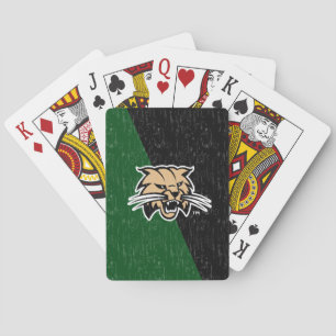 Ohio University Bobcat Logo Color Block Distressed Poker Cards