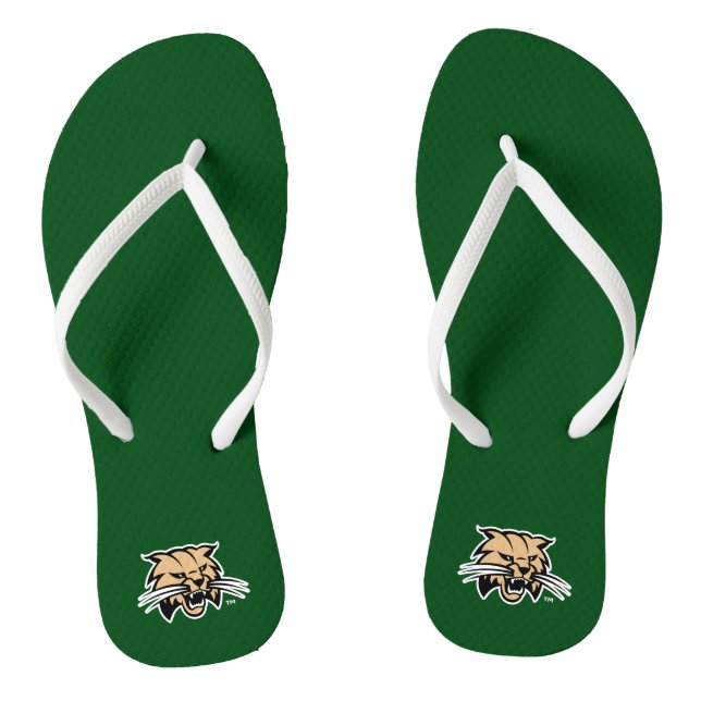 Ohio University Bobcat Logo Flip Flops (Footbed)