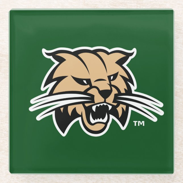Ohio University Bobcat Logo Glass Coaster (Front)