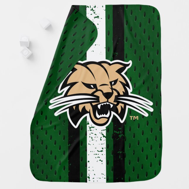 Ohio University Bobcat Logo Jersey Baby Blanket (In Situ)