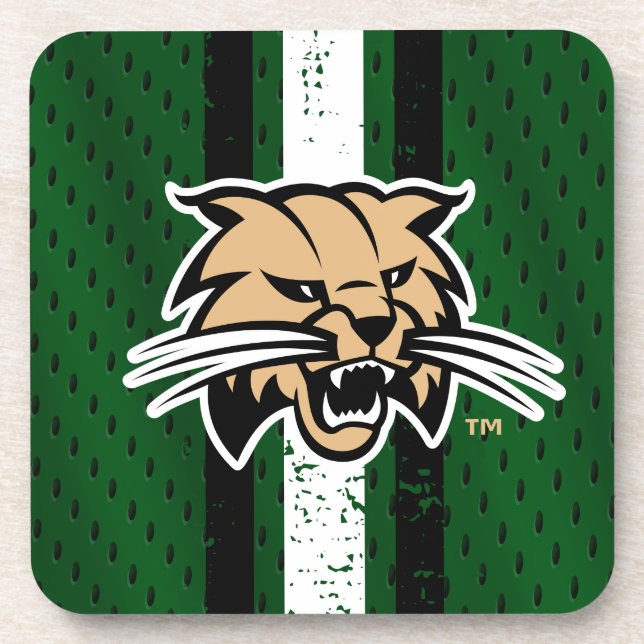 Ohio University Bobcat Logo Jersey Beverage Coaster (Front)