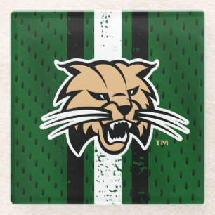 Ohio University Bobcat Logo Jersey Glass Coaster