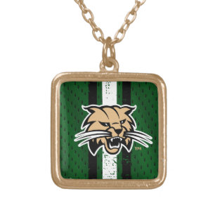 Ohio University Bobcat Logo Jersey Gold Plated Necklace