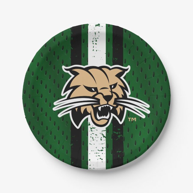 Ohio University Bobcat Logo Jersey Paper Plates (Front)