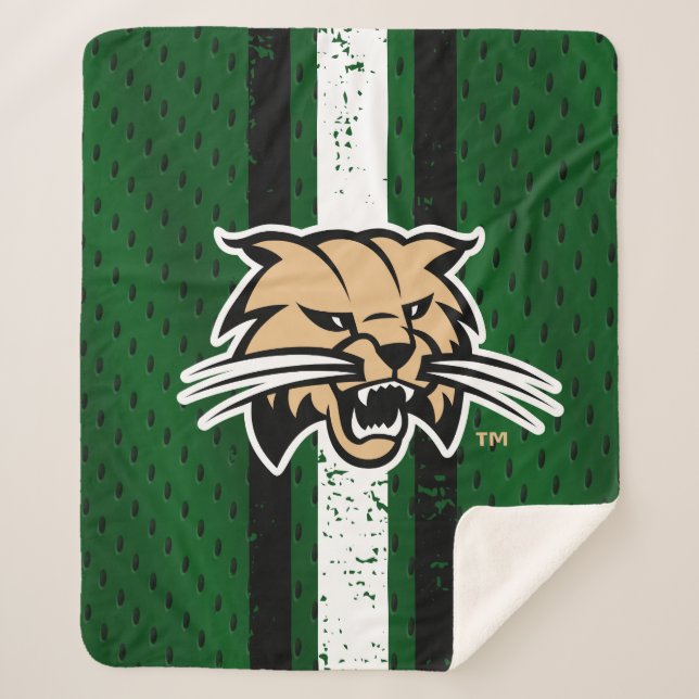 Ohio University Bobcat Logo Jersey Sherpa Blanket (Front)