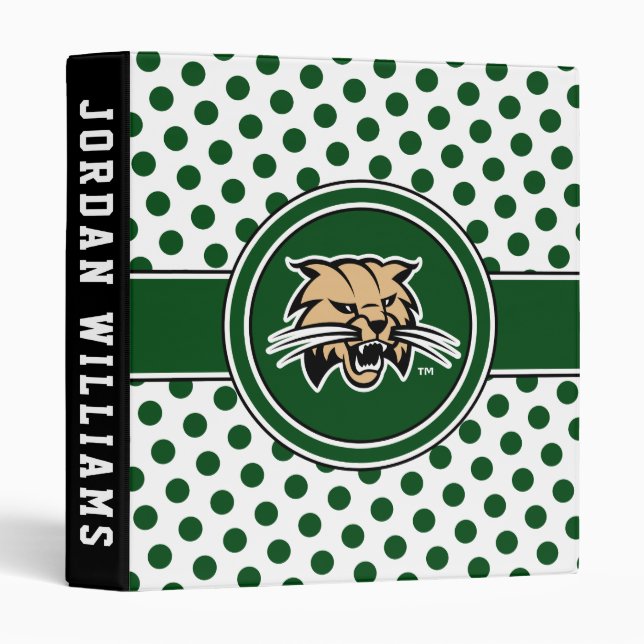 Ohio University Bobcat Logo Polka Dot Pattern 3 Ring Binder (Front/Spine)