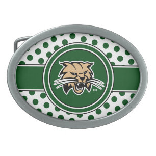 Ohio University Bobcat Logo Polka Dot Pattern Belt Buckle