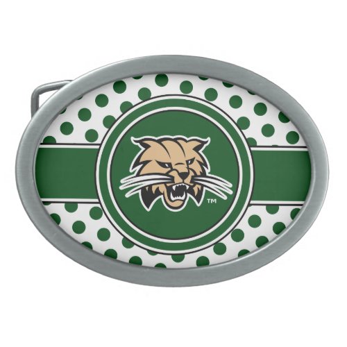 Ohio University Bobcat Logo Polka Dot Pattern Belt Buckle