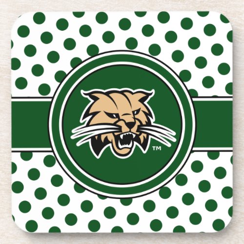 Ohio University Bobcat Logo Polka Dot Pattern Beverage Coaster