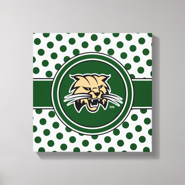 Ohio University Bobcat Logo Polka Dot Pattern Canvas Print (Front)