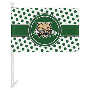 Ohio University Bobcat Logo Polka Dot Pattern Car Flag