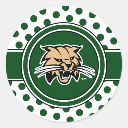 Ohio University Bobcat Logo Polka Dot Pattern Classic Round Sticker