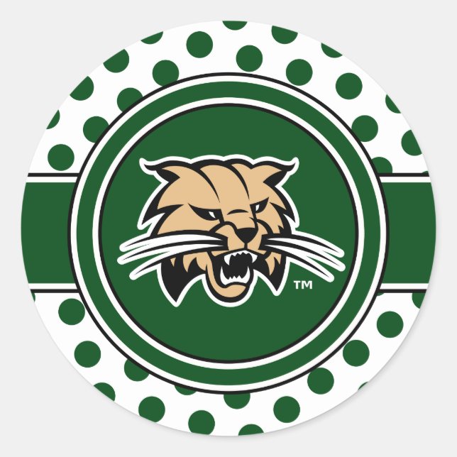 Ohio University Bobcat Logo Polka Dot Pattern Classic Round Sticker (Front)