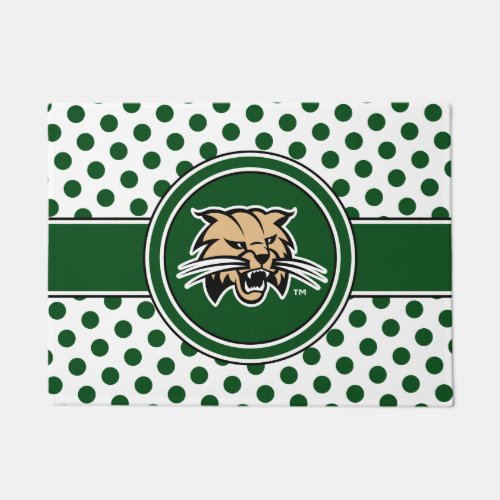 Ohio University Bobcat Logo Polka Dot Pattern Doormat