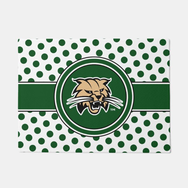 Ohio University Bobcat Logo Polka Dot Pattern Doormat (Front)