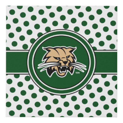 Ohio University Bobcat Logo Polka Dot Pattern Faux Canvas Print