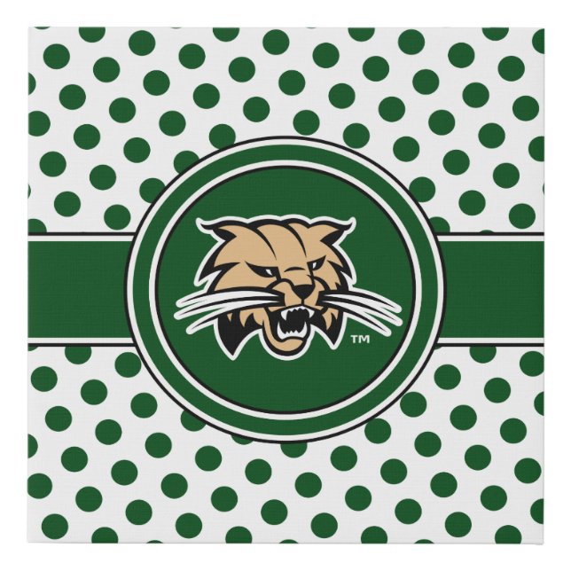 Ohio University Bobcat Logo Polka Dot Pattern Faux Canvas Print (Front)