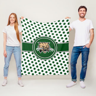 Ohio University Bobcat Logo Polka Dot Pattern Fleece Blanket