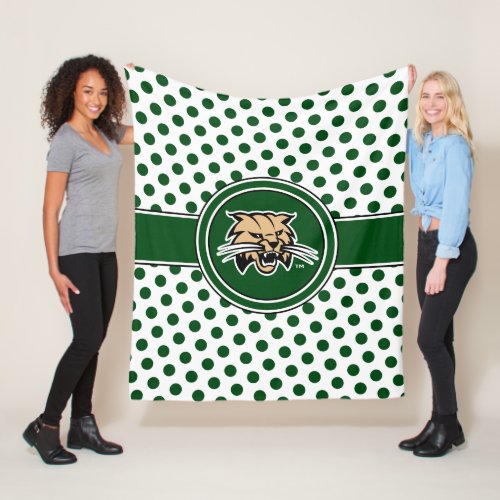 Ohio University Bobcat Logo Polka Dot Pattern Fleece Blanket