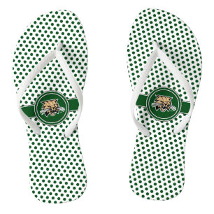 Ohio University Bobcat Logo Polka Dot Pattern Flip Flops