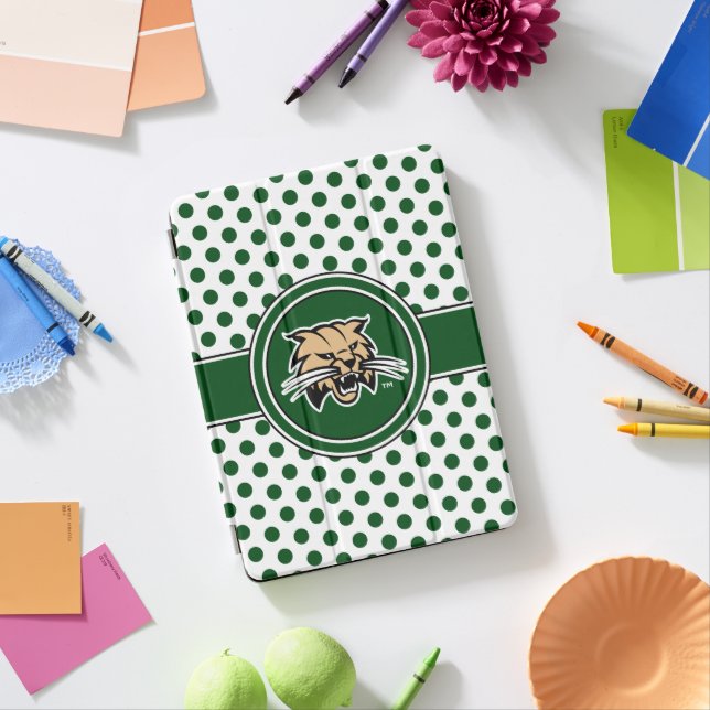 Ohio University Bobcat Logo Polka Dot Pattern iPad Pro Cover (Desk)