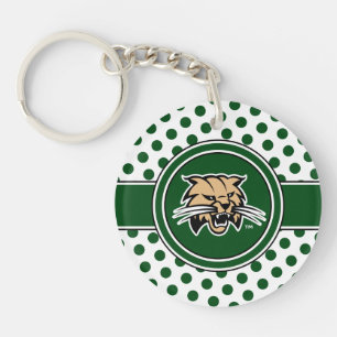 Ohio University Bobcat Logo Polka Dot Pattern Keychain