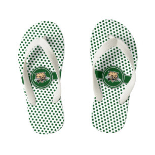 Ohio University Bobcat Logo Polka Dot Pattern Kid's Flip Flops