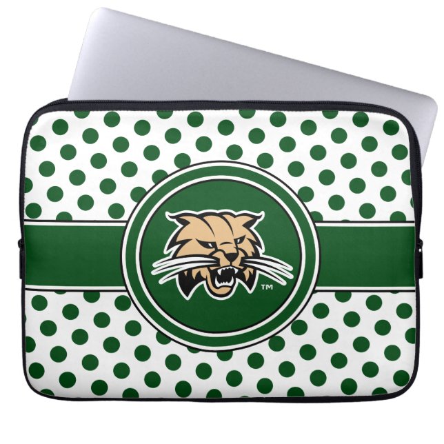 Ohio University Bobcat Logo Polka Dot Pattern Laptop Sleeve (Front)