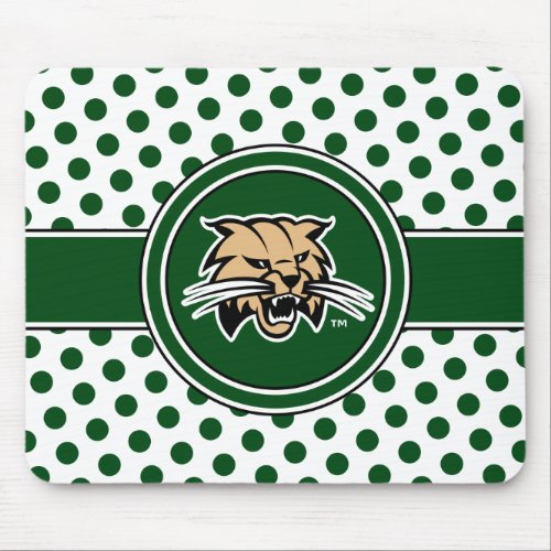 Ohio University Bobcat Logo Polka Dot Pattern Mouse Pad