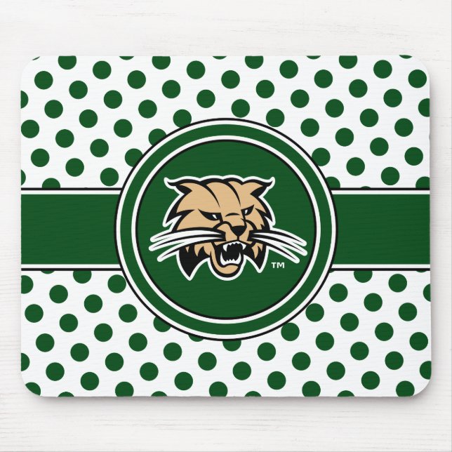 Ohio University Bobcat Logo Polka Dot Pattern Mouse Pad (Front)
