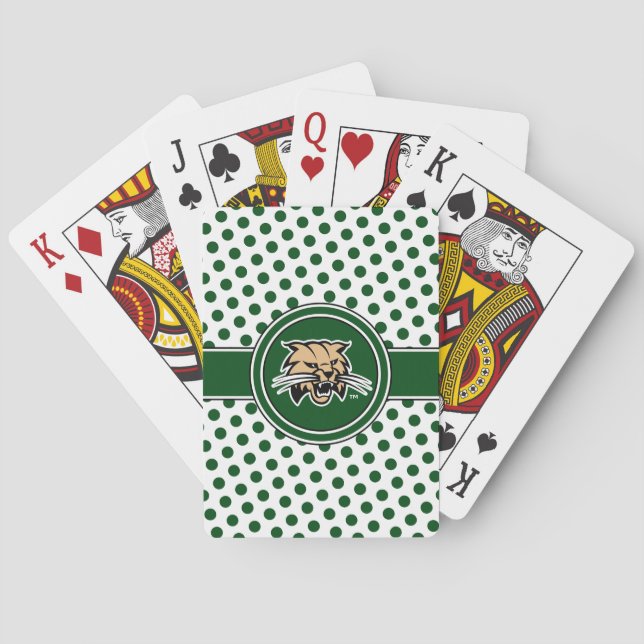 Ohio University Bobcat Logo Polka Dot Pattern Poker Cards (Back)