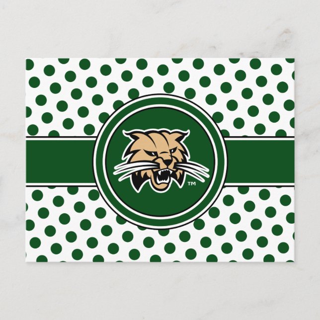 Ohio University Bobcat Logo Polka Dot Pattern Postcard (Front)
